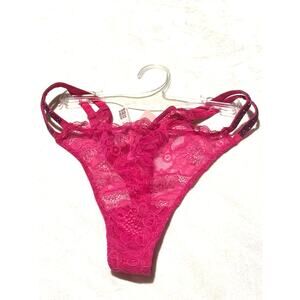 WT Sexy Red Floral Lace Strappy Cheeky Panties - Size L
